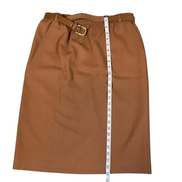 Vintage Alfred Dunner 100% Wool Tan Skirt Knee Length Size 12 W/Belt Work Wear - Picture 6 of 10